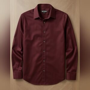 EXPRESS | Men’s Slim Fit Burgundy Button Down Shirt | Size Large